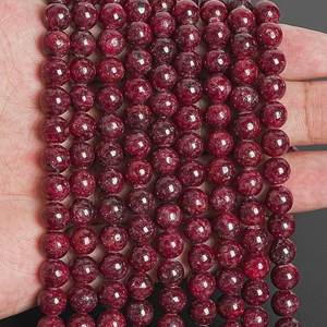 Cuentas de rubí natural genuino, cuentas sueltas redondas rojas para la fabricación de joyas, pulseras, collares, manualidades DIY. - Product Image 2