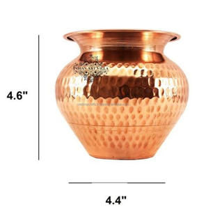 Lota en cuivre de qualité de classe mondiale avec couvercle forme ovale Mini en taille tendance hindouisme Pooja Lota Mini pot d'eau hautement poli - Product Image 6