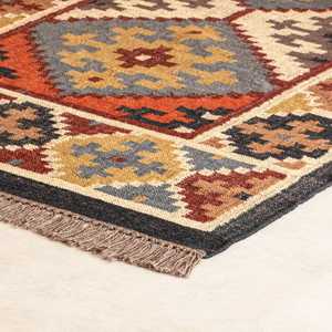 Tapis de sol vibrant tissé à la main en jute et laine, tapis kilim pour salon, chambre et bureau - Product Image 5