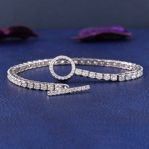 Rudakiya <b>Brothers</b> Factory Stock Unisex Hip Hop Iced 14K Solid White Gold Lab Grown VVS Brilliant Cut Diamond IGI Bracelet - Product Image 1