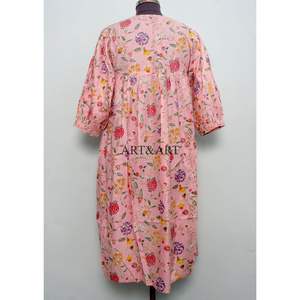 Vestidos Midi Boho de Verano con Estampado Floral Dulce de 2 Piezas, 100% Algodón, Cuello en V, Borlas, Manga Corta, Holgados e Informales - Product Image 6