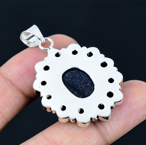 Pendentif fleur en pierre précieuse Sunsine naturelle plaqué argent 925, collier floral, bijoux pour femmes, bijoux faits à la main - Product Image 3