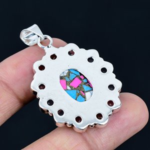 Pendentif fleur en pierre précieuse Kunzite rose, collier floral, pendentif en argent fait main, bijoux pour femmes - Product Image 3