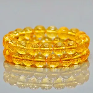 Natural Dyed Citrine 8mm Smooth Round AA Grade Gemstone Beads <b>Stretch</b> <b>Bracelet</b> Fashion Jewelry Wholesale - Product Image 1