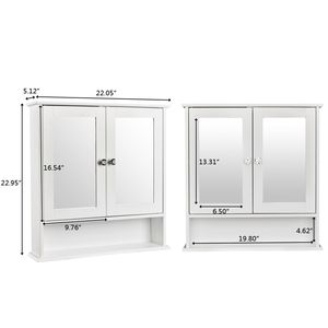 Mobile da Bagno Bianco a Doppia Anta con Specchio, Montaggio a Parete, Serie DK Furniture - Product Image 6