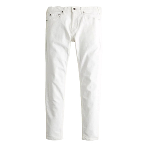 Pantalones de mezclilla blancos de moda urbana para hombre, transpirables, 100% algodón, con logotipo personalizado, lavados, de alta calidad, corte lápiz. - Product Image 2