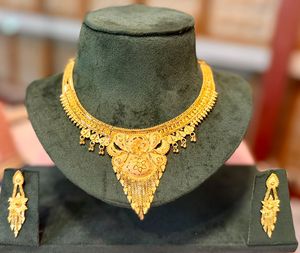 24 Carat Elegant Gold Necklace and <b>Earring</b> Set for Wedding & Engagement Classic Design France Comoros Mayotte Reunion - Product Image 6