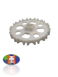 Custom Injection Molded White Plastic Gear <b>Sprocket</b> | Heavy-Duty Square Hole Transmission Cog Wheel Manufacturer - Product Image 3