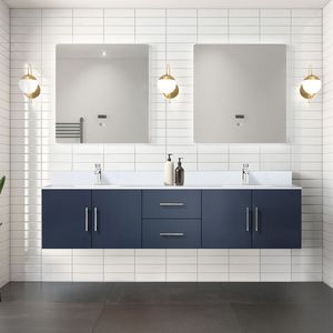 Blu Navy 80 In. W X 22 In. D doppio bagno vanità con piano al quarzo bianco e 30 In. Specchietti LED bagno vanità - Product Image 2