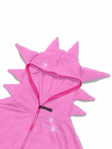 Sudadera con capucha rosa con pedrería y púas para hombre, con cremallera, de algodón grueso, estilo urbano, personalizable, de fábrica. - Product Image 4