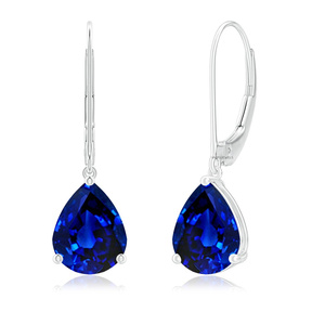 Boucles d'oreilles pendantes tendance Vaayu Jewels pour femme, en or 10K 14K 18K et argent 925 935, saphir taille poire, sertissage griffe, bijoux de mariage - Product Image 2
