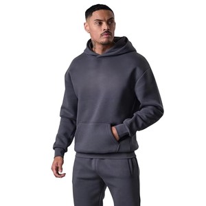 Sudadera con capucha para hombre, color gris carbón, informal, de forro polar, manga larga, para gimnasio y deporte. - Product Image 1