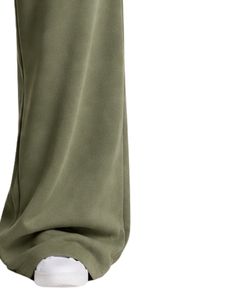Olive Green Women <b>Wide</b> <b>Leg</b> Sweatpants High Waist Loose Fit Casual Streetwear <b>Lounge</b> Fleece Trousers With Drawstring Pockets - Product Image 4