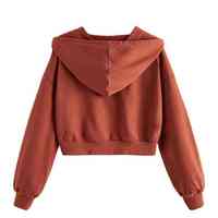 Sweat-shirt à capuche court décontracté pour femme Apparelzest, hiver, manches longues, tissu respirant et écologique, personnalisable