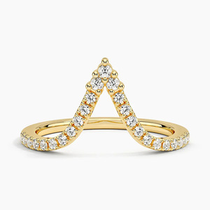 Bague de mariage en diamant en forme de V contournée, motif chevron LR - Product Image 1