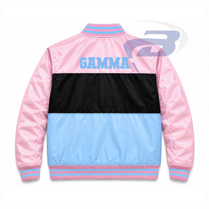 Chaqueta Deportiva Bordada de la Hermandad Gamma Phi Delta para Mujer, Ropa Griega Vintage Rosa y Azul, Chaqueta Deportiva GPD - Product Image 3