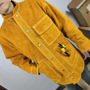 Chaqueta de Soldadura de Cuero Resistente al Fuego, Construcción Duradera, Mangas Completas, Cierre a Presión, Protección Térmica, Ropa de Seguridad - Product Image 3