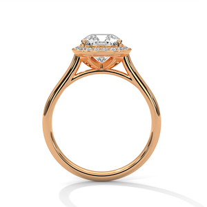 Anillos de Alta Calidad con Diamante Cultivado en Laboratorio de Corte Cojín de Lujo, Anillo de Oro Rosa de 14k con Diamantes Pavé Laterales, Hecho a Pedido - Product Image 2