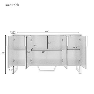 Credenza Moderna a Quattro Ante con Maniglie e Gambe in Metallo, Ripiani Regolabili, Mobile da Cucina - Product Image 3