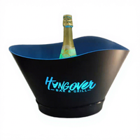 Grand seau à glace en plastique écologique avec cadre à vin LED pour seau à champagne et à bière pour bar