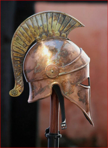 Casco de Guerrero Griego, Casco Corintio de Metal con Pluma, Armadura de Acero, Casco de Acero Pulido, Forma Redonda - Product Image 5