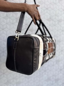 Sac de voyage en cuir de vachette à motif occidental, sac à main fait main à carreaux, sac de voyage unisexe multi-usages, grand sac de sport - Product Image 2