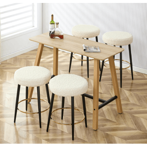 Ensemble 2 tabourets de bar 24 pouces de hauteur de comptoir chaise de salle à manger de cuisine en PU repose-pieds doré siège rembourré pour îlot de cuisine café - Product Image 1