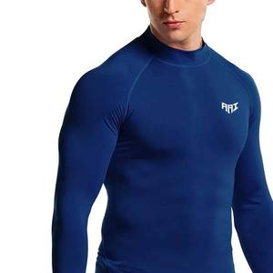 Custom Blue Men Compression <b>Mock</b> <b>Neck</b> Sports Shirt OEM Long Sleeve Quick Dry Training <b>Top</b> Gym Wear - Product Image 3