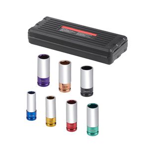 Set di Chiavi a Bussola Profonde Metriche da 1/2 Pollice, 6 Punte, 7 Misure per Dadi di Ruota, in CR-MO S, per Dadi di Veicoli, Misure 17/19/21/22/23/24/27mm - Product Image 4