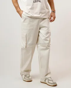 Pantalones deportivos unisex de poliéster/algodón al por mayor OEM, estilo casual, holgados, rectos, ecológicos, antiarrugas, con cordón. - Product Image 3