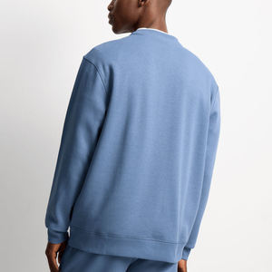 Sweat-shirt à col rond bleu clair pour homme, coupe classique, couleur unie, vêtement décontracté d'automne, 100% coton, tricoté, prix abordable - Product Image 6