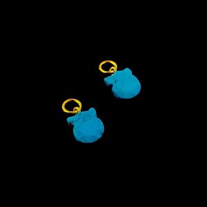 Natural Turquoise <b>Cat</b> Face Carved Gemstone Briolette Charms 925 Sterling Silver Gold Plated Pendant Jewelry For Necklace Making - Product Image 3