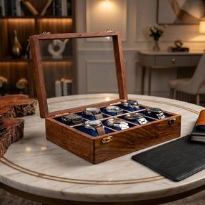 Caja Organizadora de Madera de Lujo con 6 Compartimentos, Estuche de Almacenamiento para 6 Relojes Hecho a Mano, Caja Exhibidora para 6 Relojes con Tapa de Cristal Premium, Estilo Rústico - Product Image 5