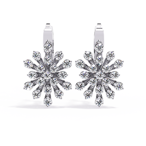 Starburst <b>Diamond</b> Leverback <b>Earrings</b> – 1.75ctw Sunburst Floral CVD Lab <b>Diamond</b> 10K 14K 18K Solid Gold Drop Studs - Product Image 6
