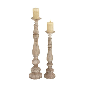 Candelero Blanco de Madera Sólida, Ecológico, Estilo Clásico Vintage, Pulido, Decoración para el Hogar, Personalizable, para Navidad - Product Image 1