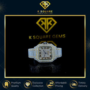 Nouveauté, montre automatique de haute qualité, mouvement à quartz, résistante à l'eau, acier inoxydable VVS, verre saphir carré, diamant moissanite - Product Image 6