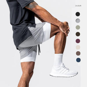 Shorts de sport pour homme à double couche de 7 pouces avec fermeture éclair, respirants, extensibles, séchage rapide, pour la course et l'entraînement, avec doublure épaisse - Product Image 1