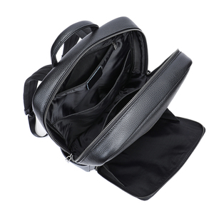 Unisex PU Leather <b>Laptop</b> <b>Backpack</b> 16inch Water Resistant Large Capacity Business Style Shoulder Straps Zipper Closure - Product Image 3
