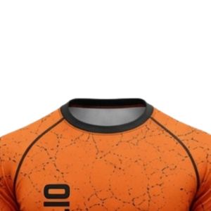 Orange Long Sleeve Compression <b>Shirt</b> Crackle Print Fitness Training Gym Workout Breathable Quick Dry Athletic Performance Sports - Product Image 5