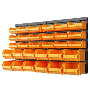 Kit de 32 Contenedores de Almacenamiento Amarillos y Negros con Paneles de Pared para Organización y Decoración - Product Image 1