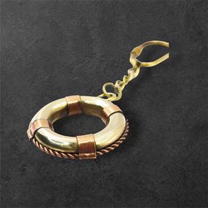 พวงกุญแจทองเหลืองและทองแดงรูปห่วงชูชีพ ดีไซน์โบราณ คุณภาพเยี่ยม - Product Image 3