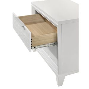 Set Letto King Size Contemporaneo 3 Pezzi con Luci LED, Testiera Imbottita e 2 Comodini in Legno Massello Finitura Bianca - Product Image 6