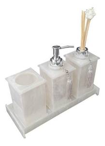 Ensemble de salle de bain de luxe en résine artisanale pour la décoration intérieure, distributeur de savon, gobelet et plateau de qualité supérieure avec finition brillante - Product Image 5