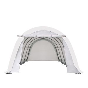 Abri pour voiture robuste 12FT X 20FT avec couverture en tissu PE 11 OZ et structure en acier galvanisé, style simple, toit arrondi, porte avant à enroulement - Product Image 3