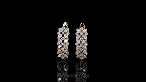 Pendientes de Aro con Diamantes Cultivados en Laboratorio con Corte Marquesa en Oro Amarillo |   Pendientes de Lujo para Novias y Fiestas |   Pendientes indios - Product Image 2