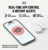 Sistem Alarm Keamanan Rumah Pintar Nirkabel Bertenaga Baterai dengan Sensor Pintu Jendela dan Kontrol Aplikasi