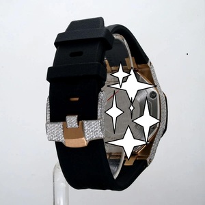 Luxury Unisex Stainless Steel Quartz Watch Round Case Analog Dial Sapphire Crystal <b>Chronograph</b> Silicone Band - Product Image 2
