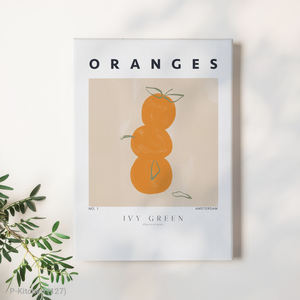Impression sur toile pour cuisine, affiche illustrative minimaliste de fruits oranges, décoration murale scandinave pour cuisine - Product Image 1