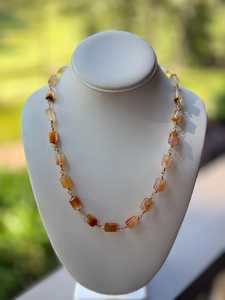 Handmade Natural Carnelian Citrine Beaded Necklace Rhodium Plated Wire <b>Wrapped</b> Gemstone Toggle <b>Wedding</b> Necklace - Product Image 5