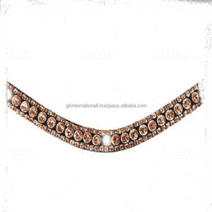 Estrás ostentosos con forma de onda de 3 filas, cristales de oro rosa de lujo, banda de cuero negro genuino para cejas de caballo, venta al por mayor - Product Image 6